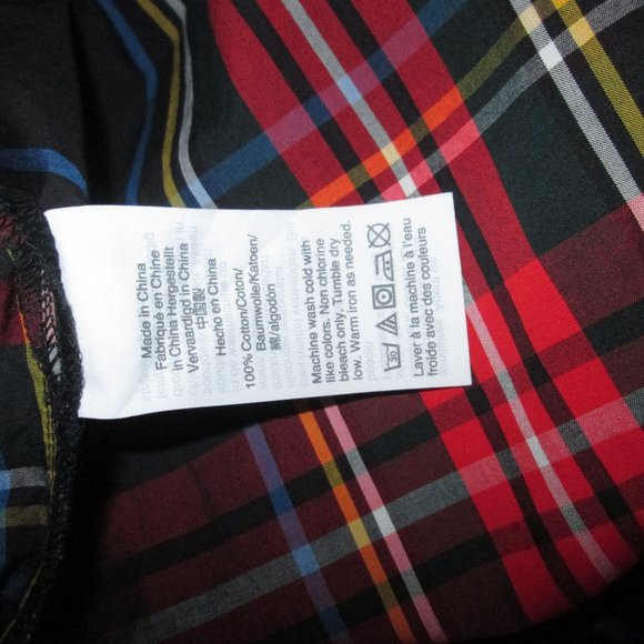 J.Crew 100% cotton deep red tartan plaid rhinestone button shoulder tunic - Picture 8 of 9